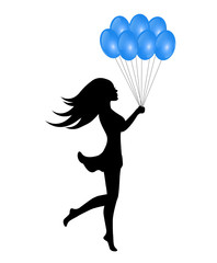 female silhouette with balloons