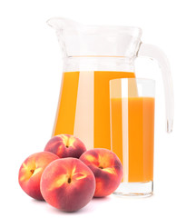 Peach fruit juice in glass jug