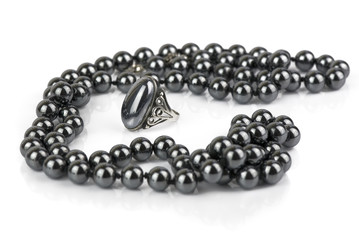 beads and a ring made of hematite