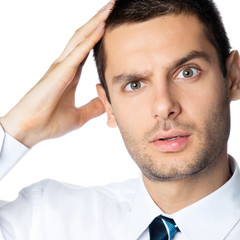 Obraz premium Shocked business man, on white