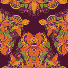 Seamless exotic flower pattern