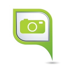 Map pointer with camera icon. Vector illustration