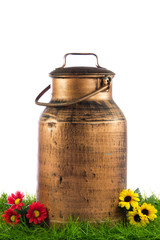 old metallic can isolated on white background