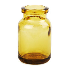 Empty brown glass bottle isolated on white