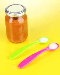 Color spoons for baby food with baby nutrition
