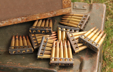 A Display of Vintage Heavy Duty Gun Bullets.