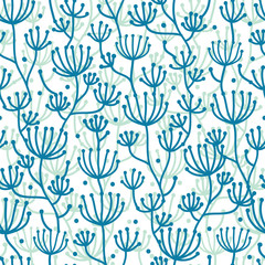 Vector lineart texture plants seamless pattern background with