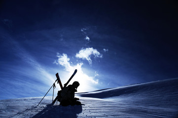 skiers silhouette - 53058827