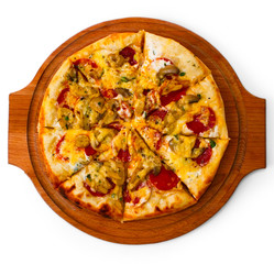 pizza white isolated cheese italian tomato food fast meal dinner