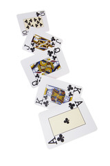 Poker, Royal Flush, Kreuz, weiß, fallend