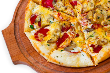 white italian pizza isolated tomato cheese meal food fast dinner