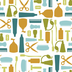 Seamless pattern with various toiletries