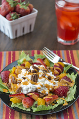 Strawberry fruit salad with strawberry flavored lemonade