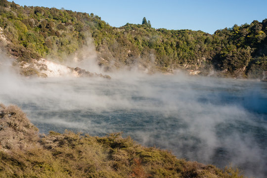 Echo Crater with Frying Pan Lake in Rotorua