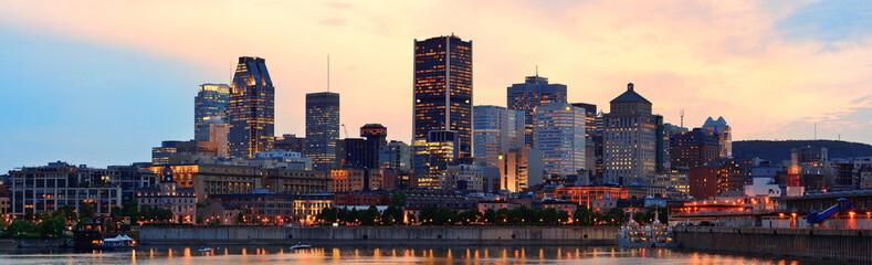 Montreal over river at dusk - obrazy, fototapety, plakaty