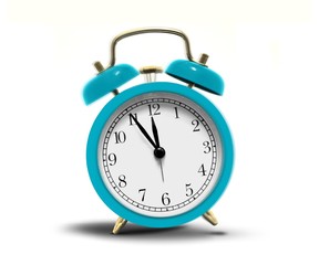 Alarm clock ringing over white