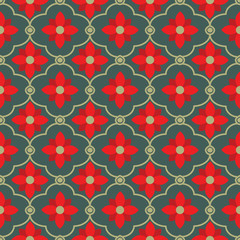 Seamless floral pattern with red flowers