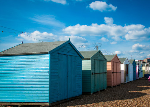 Colored bathing cabins on a beach
