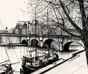 Rolgordijnen Parijs - Ile de la Cite - Nieuwe brug © Isaxar