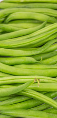 A group of fresh green beans