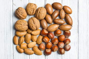 various unpeeled nuts