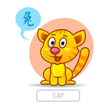 Chinese zodiac sign of the cat. vector