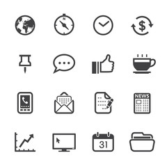 Business and Office Icons with White Background