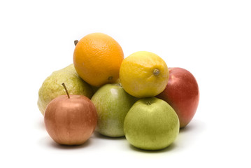 Heap of fruits isolated on white