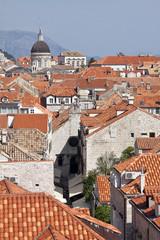 View of walled Dubrovnik old town, Croatia