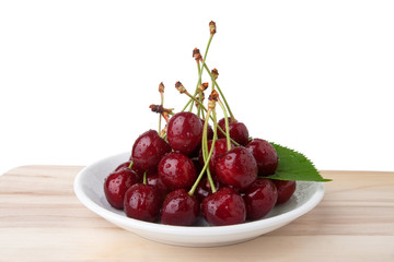 Fresh cherry berries isolated on white background