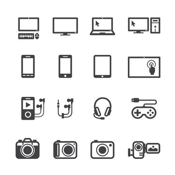 Electronic Devices Icons with White Background