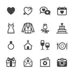 Wedding Icons and Love Icons with White Background