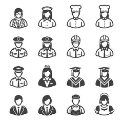 Occupation Icons and People Icons with White Background