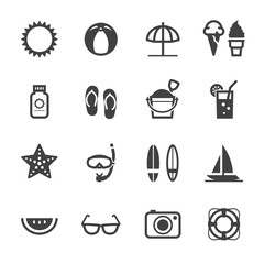 Summer Icons with White Background