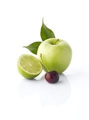 Various fruits isolated on the white background