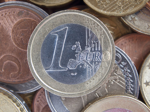 Clos-up of various European currency (EURO) coins.