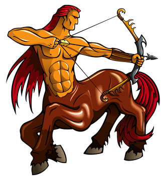 Centaur, fantasy creature, with bent bow, vector