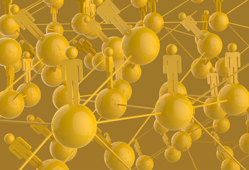 3d yellow human social network