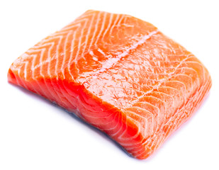 Salmon Raw Fillet. Red Fish isolated on a White Background