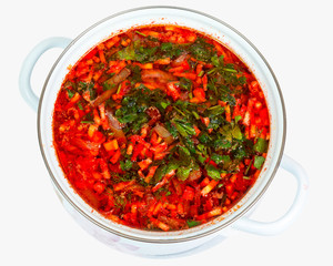 casserole with fresh hot borsch