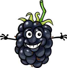 funny blackberry fruit cartoon illustration