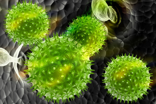 3d virus in abstract background.