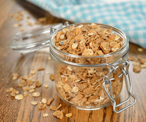 Muesli in a glass jar