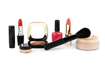 Cosmetic set on a white background