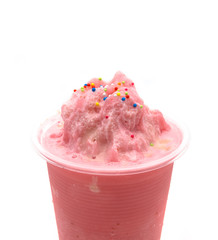 Strawberry cocktail smoothie on white background