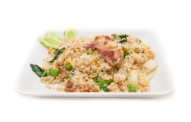 Bacon Fried Rice isolated on white