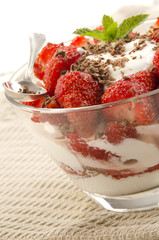strawberry dessert with some fresh yogurt
