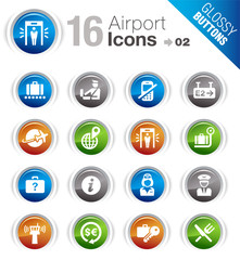 Glossy Buttons - Airport and Travel icons