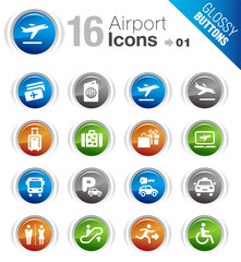 Glossy Buttons - Airport and Travel icons