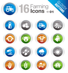 Glossy Buttons - Agriculture and Farming icons